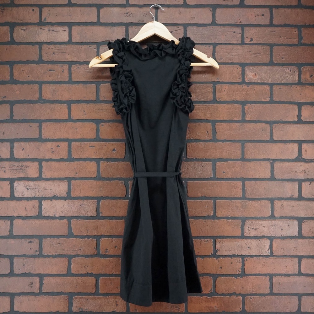 ANTHROPOLOGIE LAMade Black Dress Belted Ruffle NWT - Picture 5 of 6
